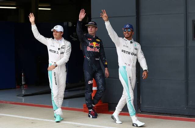 Nico Rosberg; Lewis Hamilton; Mercedes Grand Prix, Max Verstappen, Red Bull Racing, formula 1 GP, Great Britain in Silverstone 09.07.2016 Photo:mspb Jerry Andre Nico Rosberg; Lewis Hamilton; Max Verstappen, formula 1 GP, Great Britain