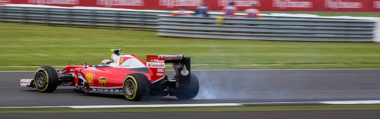 09.07.2016. Silverstone, Northants, England. Formula One British Grand Prix Qualifying. Scuderia Ferrari driver Kimi Raikkonen spins. xTimxWilliamsx  ActionPlus11759977