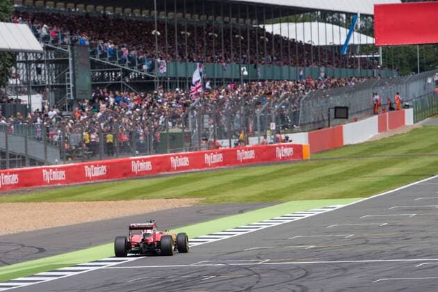 09.07.2016. Silverstone, Northants, England. Formula One British Grand Prix Qualifying. Scuderia Ferrari driver Kimi Raikkonen crosses the finish line. xTimxWilliamsx  ActionPlus11759981