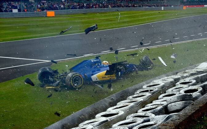 Crash, Marcus Ericsson, Sauber, F1 Team, formula 1 GP, Great Britain in Silverstone 09.07.2016 Photo:mspb Jerry Andre Crash, Marcus Ericsson, formula 1 GP, Great Britain