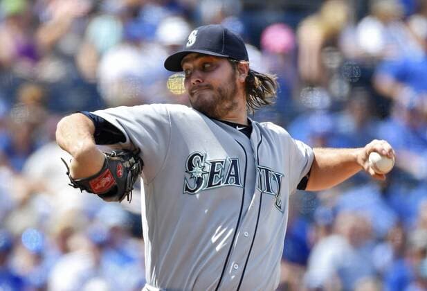 July 9, 2016 - Kansas City, MO, USA - Seattle Mariners starting pitcher Wade Miley throws in the first inning against the Kansas City Royals on Saturday, July 9, 2016, at Kauffman Stadium in Kansas City, Mo. Seattle at Kansas City - ZUMAm67_