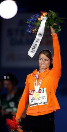 Amsterdam Leichtathletik EM 2016, 100 Meter Frauen, Siegerehrung, Dafne Schippers (NED)