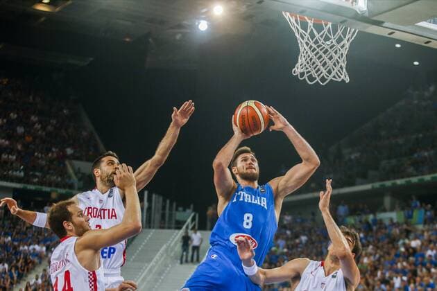 July 9, 2016 - Turin, Italy - The italian power forward Danilo Gallinari drives to the basket in the final match between Italy and Croatia at 2016 FIBA Olympic Qualifying Tournament in Turin, Italy Croatia qualified for the Olympic Games Olympische Spiele Olympia OS in Turin tournament  - ZUMAn230