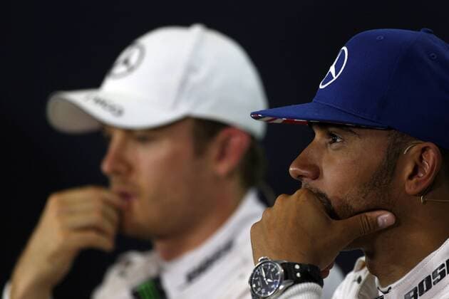 British Grand Prix, Silverstone 07 - 10 July 2016 09.07.2016 - Qualifying, press conference PK Pressekonferenz Lewis Hamilton (GBR) Mercedes AMG F1 W07 Hybrid and Nico Rosberg (GER) Mercedes AMG F1 W07 Hybrid 