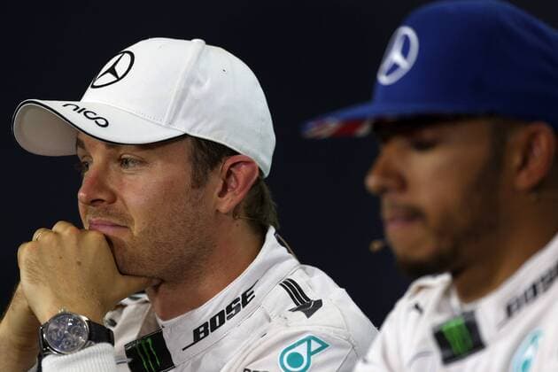 British Grand Prix, Silverstone 07 - 10 July 2016 09.07.2016 - Qualifying, press conference PK Pressekonferenz Nico Rosberg (GER) Mercedes AMG F1 W07 Hybrid and Lewis Hamilton (GBR) Mercedes AMG F1 W07 Hybrid 