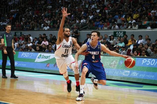 July 10, 2016 - Philippines - France and Canada battled at the Mall of Asia Arena in Pasay City for the FIBA Olympic Qualifying Tournament. France advances to the Olympics by winning the last slot of the qualifying tournament with 83 points versus CanadaÃ¢â‚¬â ¢s 74. World News - July 10, 2016 - ZUMAs166