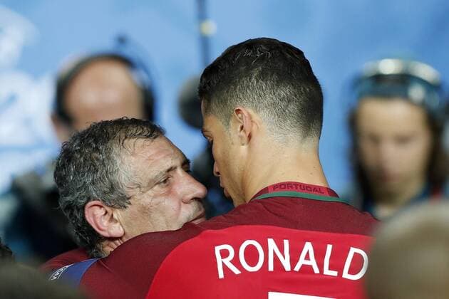 (L-R) coach Fernando Santos of Portugal, Cristiano Ronaldo of Portugal during the UEFA EURO EM Europameisterschaft Fussball 2016 final match between Portugal and France on July 10, 2016 at the Stade de France in Paris, France. Portugal v France UEFA EURO 2016 final 2016 2017 xVIxxIVx 5829019