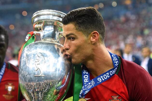 Cristiano Ronaldo celebration end of match Portugal with the cup Paris 10-07-2016 Stade de France Football Euro2016 Portugal - France Finale Finals matteoxciambelli