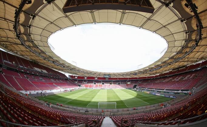 11.07.2016, xjfx, Fussball Europameisterschaft 2016 U19 (U 19), Deutschland - Italien, emspor v.l. Innenansicht Mercedes-Benz Arena, Nordtribüne Stuttgart