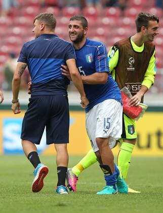 11.07.2016, Stuttgart, Fußball UEFA U19 (U 19)-EM ENDRUNDE - GRUPPENPHASE: Deutschland vs. Italien: mitte Mauro Coppolaro (ITA) jubelt, Jubel