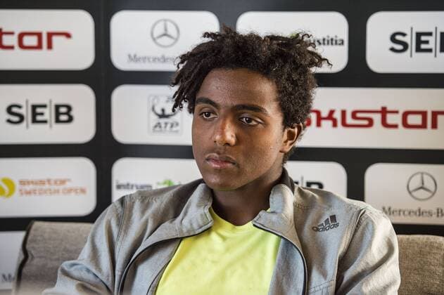 160712 Elias Ymer, Sverige under presskonferens under dag 3 Swedish Open 12 juli 2016 i Bastad.  Copyright: MathildaxAhlberg BB160712MA042