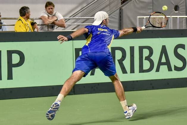 Copa Davis Brasil X Equador player of the Brazilian team durente training for matches between BRAZIL ECUADOR X-evaluated by the American Zonal I Davis Cup at the Arena Minas Tennis Club in Belo Horizonte on the afternoon of Tuesday. x1159839x  Mour?oxPanda
