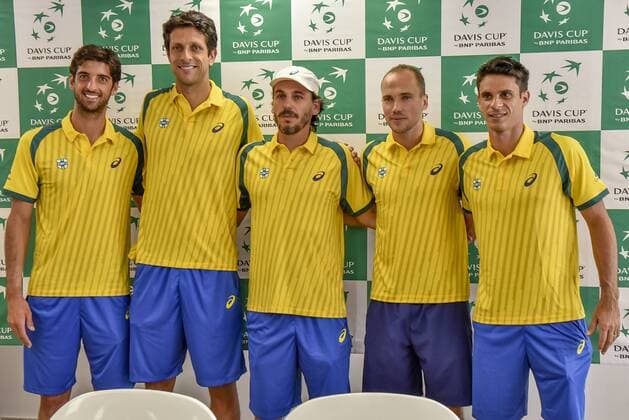 Copa Davis Brasil X Equador Brazilian team during a press conference PK Pressekonferenz before the matches between BRAZIL ECUADOR X-evaluated by the American Zonal I Davis Cup at the Arena Minas Tennis Club in Belo Horizonte on the afternoon of Tuesday. x1159842x  Mour?oxPanda
