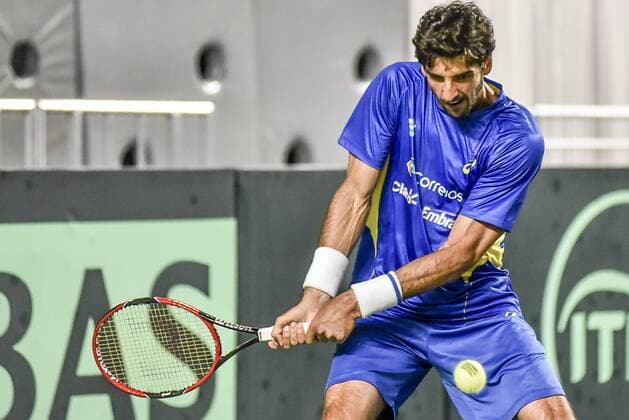 Copa Davis Brasil X Equador player of the Brazilian team durente training for matches between BRAZIL ECUADOR X-evaluated by the American Zonal I Davis Cup at the Arena Minas Tennis Club in Belo Horizonte on the afternoon of Tuesday. x1159848x  Mour?oxPanda
