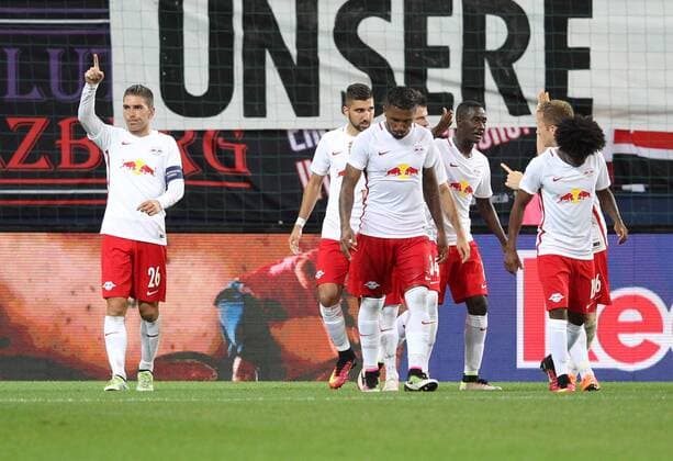 SOCCER - CL quali, RBS vs Liepaja SALZBURG,AUSTRIA,12.JUL.16 - SOCCER - UEFA Champions League, qualification, Red Bull Salzburg vs FK Liepaja. Image shows the rejoicing of RBS. GEPAxpictures xHaraldxSteiner