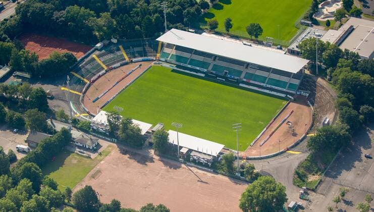 Fußball, Stadiongeschichte Preußen Münster Luftbild, Preußenstadion Münster, SC Preußen 06 e.V. Münster, Hammer Straße, Münster, Münsterland, Nordrhein-Westfalen, Deutschland !ACHTUNGxMINDESTHONORARx60xEURO!
