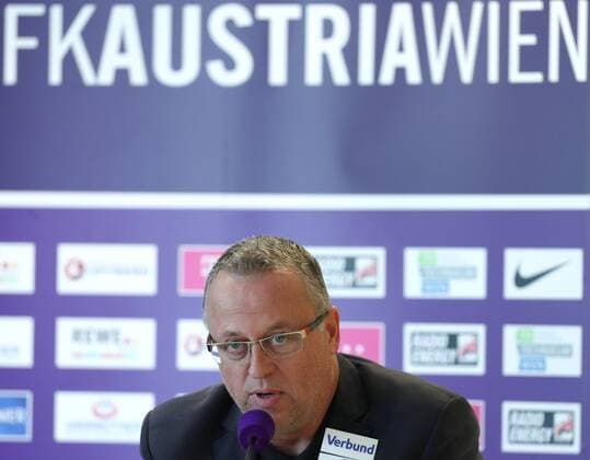 SOCCER - EL quali, A.Wien vs Kukesi VIENNA,AUSTRIA,13.JUL.16 - SOCCER - UEFA Europa League, qualification, FK Austria Wien vs FK Kukesi, preview, press conference PK Pressekonferenz of A.Wien. Image shows sports director Franz Wohlfahrt (A.Wien). GEPAxpictures xChristianxOrt