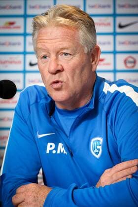 Genk s head coach Peter Maes pictured during a press conference PK Pressekonferenz of Belgian first league soccer team RC Genk, Wednesday 13 July 2016, in Genk. Tomorrow Genk is playing the first leg of the second qualification round in the Europa League competition against Montenegro s Buducnost Podgorica. VIRGINIExLEFOUR  x04890609x