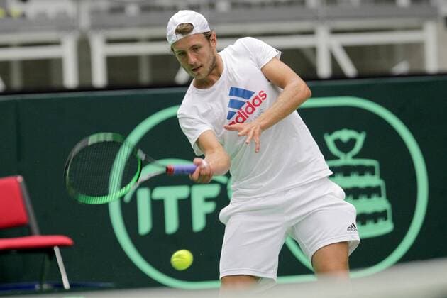 French tennis player Lucas Pouille in action during the training session prior to the Davis Cup quarterfinal match against Czech Republic in Trinec, Czech Republic, July 13, 2016. (CTKxPhoto PetrxSznapka) CTKPhotoP201607130455001  SZN 30