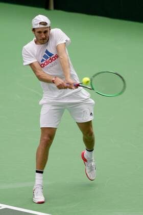 French tennis player Lucas Pouille in action during the training session prior to the Davis Cup quarterfinal match against Czech Republic in Trinec, Czech Republic, July 13, 2016. (CTKxPhoto PetrxSznapka) CTKPhotoP201607130459401  SZN 25