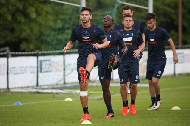 Genk s Sandy Walsh and Genk s Neeskens Kebano pictured during a training session of Belgian first league soccer team RC Genk, Wednesday 13 July 2016, in Genk. Tomorrow Genk is playing the first leg of the second qualification round in the Europa League competition against Montenegro s Buducnost Podgorica. VIRGINIExLEFOUR  x04890634x
