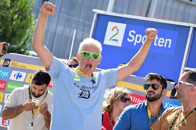 Oleg Tinkov, Owner of Tinkoff celebrates after Slovakian Peter Sagan of Tinkoff wins the eleventh stage of the 103rd edition of the Tour de France cycling race, 162,5 km from Carcassonne to Montpellier, France, on Wednesday 13 July 2016. This year s Tour de France takes place from July 2nd to July 24th. DAVIDxSTOCKMAN  x04890890x