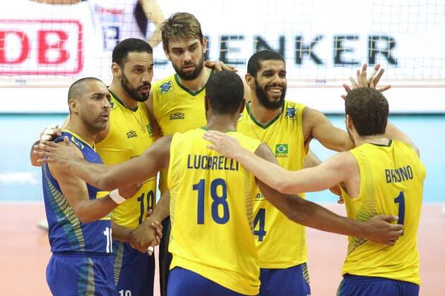 FIVB WORLD LEAGUE FINALS KRAKOW 2016 BRAZIL - ITALY OD LEWEJ SERGIO DUTRA SANTOS , MAURICIO BORGES ALMEIDA SILVA , LUCAS SAATKAMP , RICARDO LUCARELLI , WALLACE DE SOUZA BRUNO MOSSA REZENDE RADOSC  20160713CSJP3004