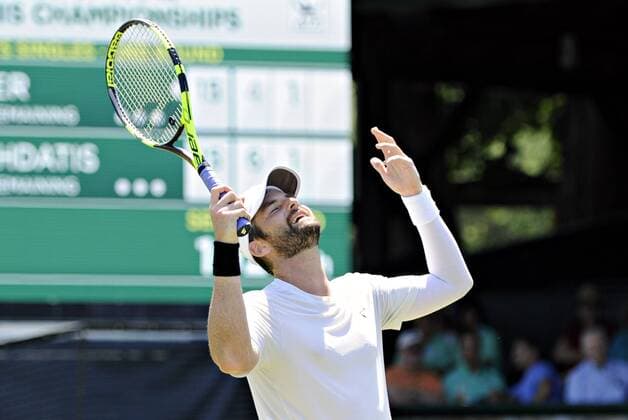 July 13, 2016: Brian Baker (USA) reacts to a line call in his round of 16 match vs. Marcos Baghdatis (CYP) at the 2016 Hall of Fame Championships held at the Casino at Newport, R.I. This ATP Tennis Herren match was won by Baghdatis 6-4, 6-3. Tennis 2016: Hall of Fame Championships JUL, 16 - ZUMAc04_
