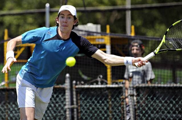 July 13, 2016: John-Patrick Smith (AUS) hits a forehand in his round of 16 match vs. Marco Chiudinelli (SUI) at the 2016 Hall of Fame Championships held at the Casino at Newport, R.I. This ATP Tennis Herren match was won by Chiudinelli 1-6,6-3,6-3. Tennis 2016: Hall of Fame Championships JUL, 16 - ZUMAc04_
