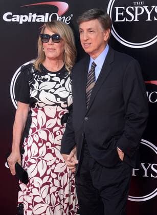 Sportscaster Marv Alpert and his wife Heather Faulkiner attend the ESPY Awards at Microsoft Theater in Los Angeles on July 13, 2016.  LAP2016071341 JIMxRUYMEN