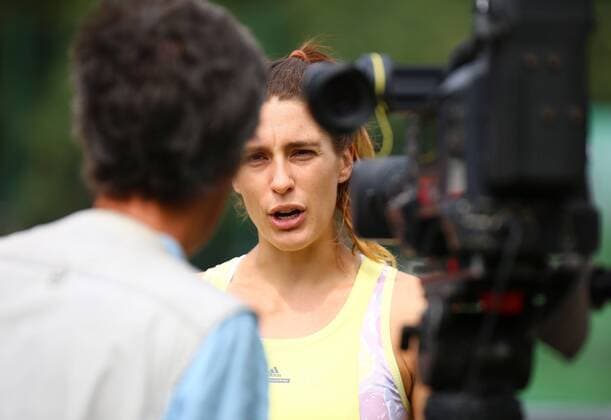 16.07.2016 xcex Deutschland, Darmstadt, Tennis-Trophy bei TEC Darmstadt zugunsten des Projekts DU MUSST KÄMPFEN - Spenden für an Krebs erkrankte Kinder und Jugendliche Tennisprofi Andrea Petkovic im Interview