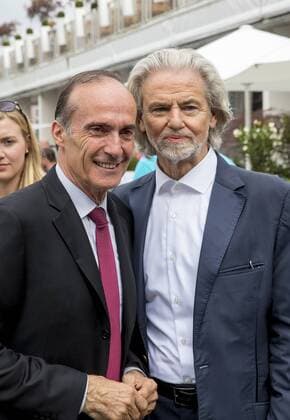 Aachen - CHIO 2016 Verleihung Goldene Sportpyramide durch die Deutsche Sporthilfe. Hermann Bühlbecker mit Eberhard Gienger vor der Verleihung der Goldenen Sportpyramide -