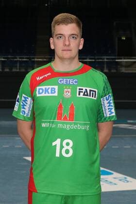 Tim Wiebe (SC Magdeburg) - Handball Bundesliga Saison 2016-2017 offizeller Fototermin SC Magdeburg in der GETEC Arena in Magdeburg - Einzelbild,Portrait,Deutschland, Handball, Mann, Maenner,15.07.2016