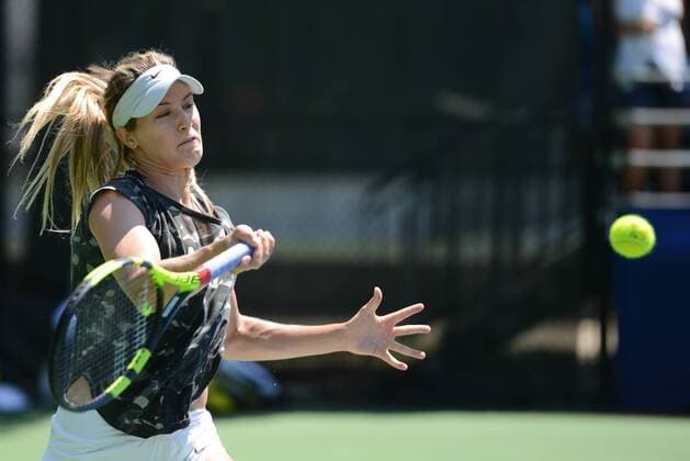July 17, 2016 - Washington D.C, United States - EUGENIE BOUCHARD of Canada practices in advance of the Citi Open tennis tournament in Washington D.C. Tennis 2016 - Citi Open - Qualifying Day Two - ZUMAl132
