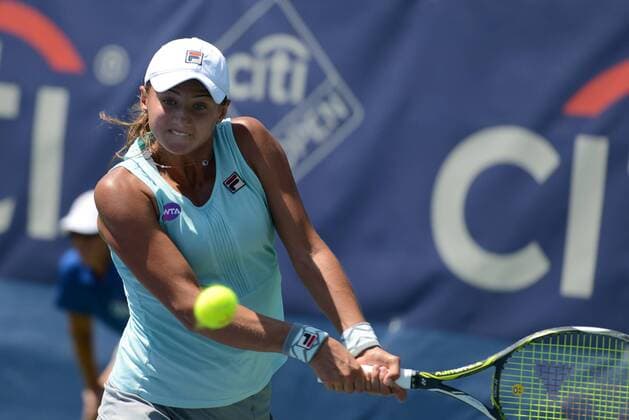 July 17, 2016 - Washington D.C, United States - VARVARA FLINK of Russia in her second round qualifying match at the Citi Open tennis tournament in Washington D.C. Tennis 2016 - Citi Open - Qualifying Day Two - ZUMAl132