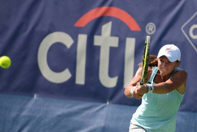 July 17, 2016 - Washington D.C, United States - VARVARA FLINK of Russia in her second round qualifying match at the Citi Open tennis tournament in Washington D.C. Tennis 2016 - Citi Open - Qualifying Day Two - ZUMAl132