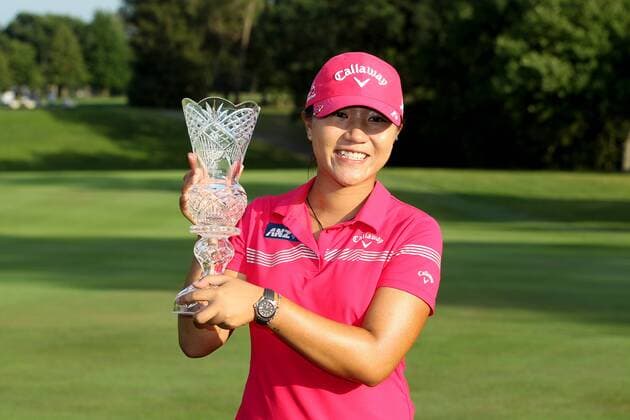 July 17, 2016 - Sylvania, Ohio, United States - Lydia Ko of New Zealand holds the trophy after winning the final playoff round during the final round of the Marathon LPGA Golf Damen Classic golf tournament at Highland Meadows Golf Club in Sylvania, Ohio USA, on Sunday, July 17, 2016. Marathon Classic Presented By Owens Corning And O-I - Final Round  - ZUMAn230