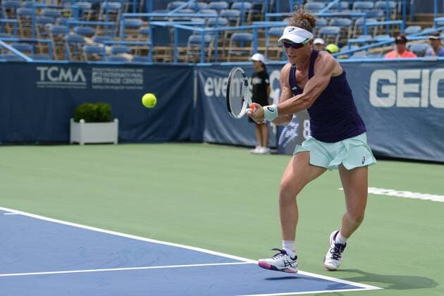 July 18, 2016 - Washington D.C, United States - SAMANTHA STOSUR of Australia in her first round match vs. A. Kudryavtseva in the Citi Open tennis tournament in Washington D.C. Tennis 2016 - Citi Open - Day One - ZUMAl132