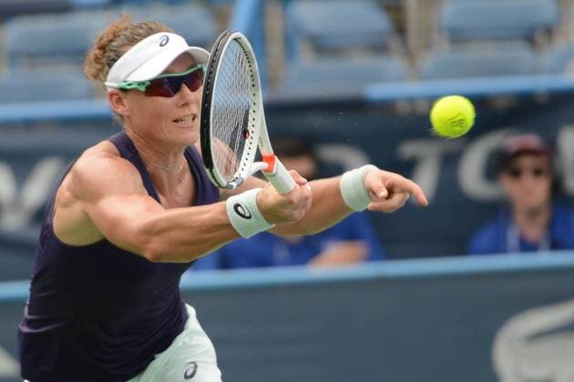 July 18, 2016 - Washington D.C, United States - SAMANTHA STOSUR of Australia in her first round match vs. A. Kudryavtseva in the Citi Open tennis tournament in Washington D.C. Tennis 2016 - Citi Open - Day One - ZUMAl132
