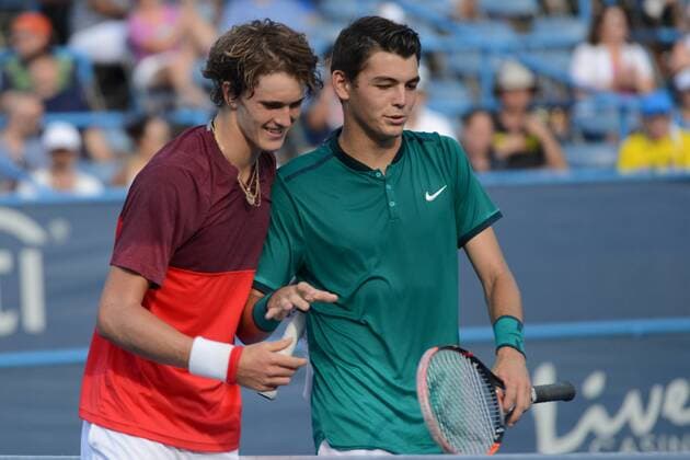 July 20, 2016 - Washington D.C, United States - ALEXANDER ZVEREV of Germany (left) and TAYLOR FRITZ of the United Staes after their match at the Citi Open tennis tournament in Washington D.C. Tennis 2016 - Citi Open - Day 3 - ZUMAl132