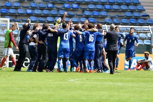 GER, UEFA U19 EURO 2016, Halbfinale, England (ENG) vs Italien (ITA) 21.07.2016, Hardtwaldstadion, Sandhausen, GER, UEFA U19 EURO 2016, Play-Off, im Bild: Jubel bei Italien nordphotox xFabisch
