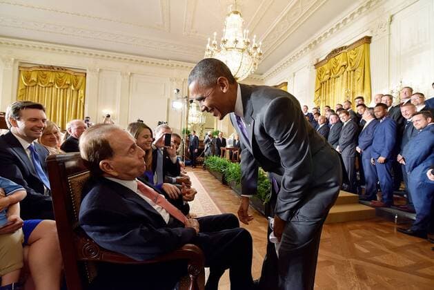 July 21, 2016 - Washington, DC, USA - President Barack Obama visits with former Kansas Senator Robert Dole during a visit by the Kansas City Royals to the White House on Thursday, July 21, 2016. Obama honors Kansas City Royals - ZUMAm67_