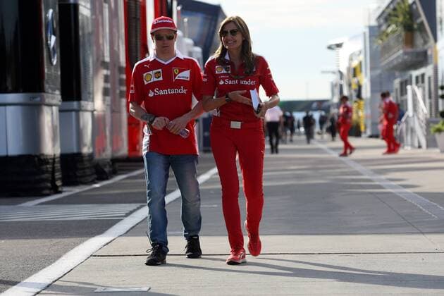 Formel 1, GP von Ungarn, Training Hungarian Grand Prix, Hungaroring, Budapest 21 - 24 July 2016 21.07.2016 - Kimi Raikkonen (FIN) Scuderia Ferrari SF16-H and Stefania Boccoli (ITA) Ferrari PR Officer 