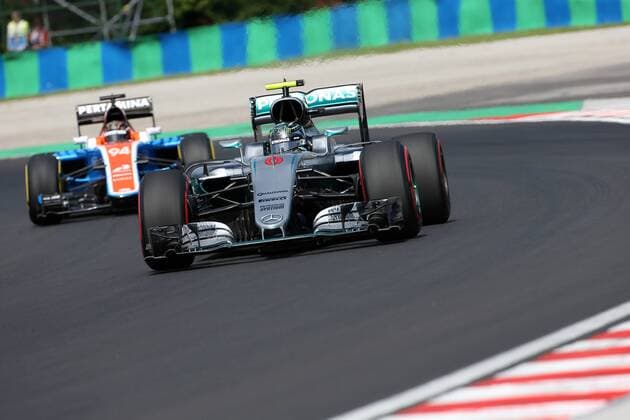 Hungarian Grand Prix, Hungaroring, Budapest 21 - 24 July 2016 22.07.2016 - Free Practice 1, Nico Rosberg (GER) Mercedes AMG F1 W07 Hybrid and Pascal Wehrlein (GER) Manor Racing MRT05 