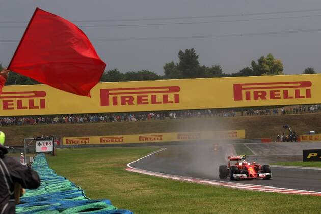 Themen der Woche SPORT Bilder des Tages - SPORT Hungarian Grand Prix, Hungaroring, Budapest 21 - 24 July 2016 23.07.2016 - Qualifying, Kimi Raikkonen (FIN) Scuderia Ferrari SF16-H and the red flag 