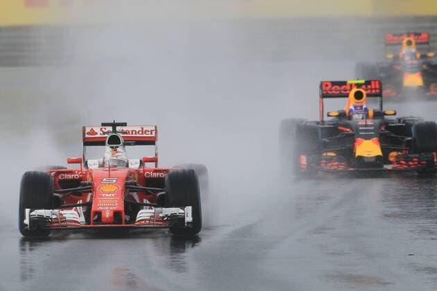 23.07.2016. The Hungaroring Mogyor& xf3;d, Hungary. Formula 1 grand prix of Hungary, qualifying sessions. Scuderia Ferrari SF16-H & x2013; Sebastian Vettel In a wet and disjointed session, the course was red flagged multiple times, due to standing water on the track. xLeannexBoonx  ActionPlus11764413