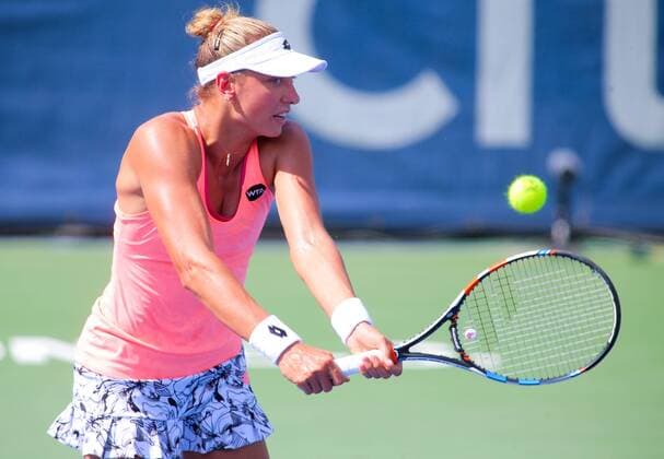 July 23 2016: Yanina Wickmayer (BEL) during the women s singles semi-final against Yulia Putintseva (KAZ) at the Rock Creek Tennis Center, in Washington D.C. (Photo by Tony Quinn Icon Sportswire) TENNIS: JUL 23 Citi Open Icon25516072302 EDITORIAL USE ONLY