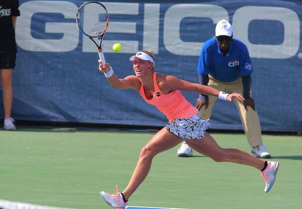 July 23 2016: Yanina Wickmayer (BEL) during the women s singles semi-final against Yulia Putintseva (KAZ) at the Rock Creek Tennis Center, in Washington D.C. Wickmayer defeated Putintseva 6-4 6-2 (Photo by Tony Quinn Icon Sportswire) TENNIS: JUL 23 Citi Open Icon25516072372 EDITORIAL USE ONLY