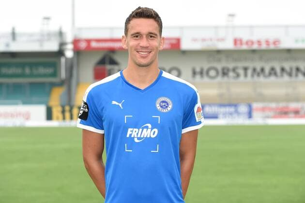 Fußball 3. Liga, Porträttermin 2016 2017 Sportfreunde Lotte am 23.07.2016 im FRIMO Stadion in Lotte Matthias Rahn (Lotte) mt