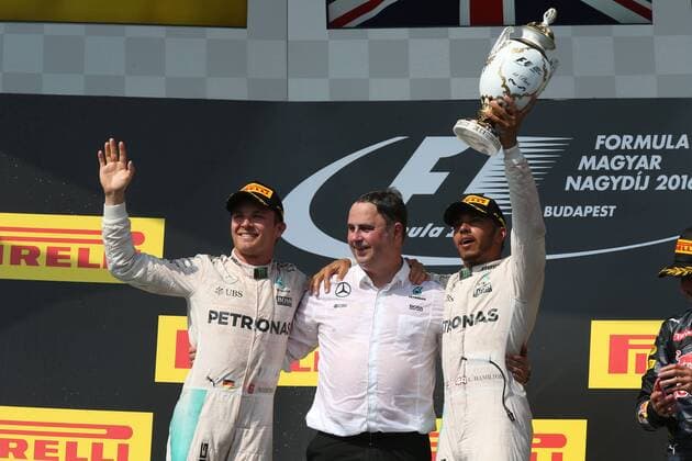 Motorsports: FIA Formula One World Championship WM Weltmeisterschaft 2016, Grand Prix of Hungary, 6 Nico Rosberg (GER, Mercedes AMG Petronas Formula One Team), Ron Meadows (GBR, Mercedes AMG Petronas Formula One Team), 44 Lewis Hamilton (GBR, Mercedes AMG Petronas Formula One Team), xHOCHxZWEIx